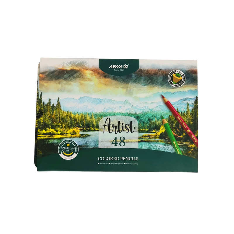 مداد رنگی 48 رنگ آریا مدل آرتیست جعبه فلزی کد 048